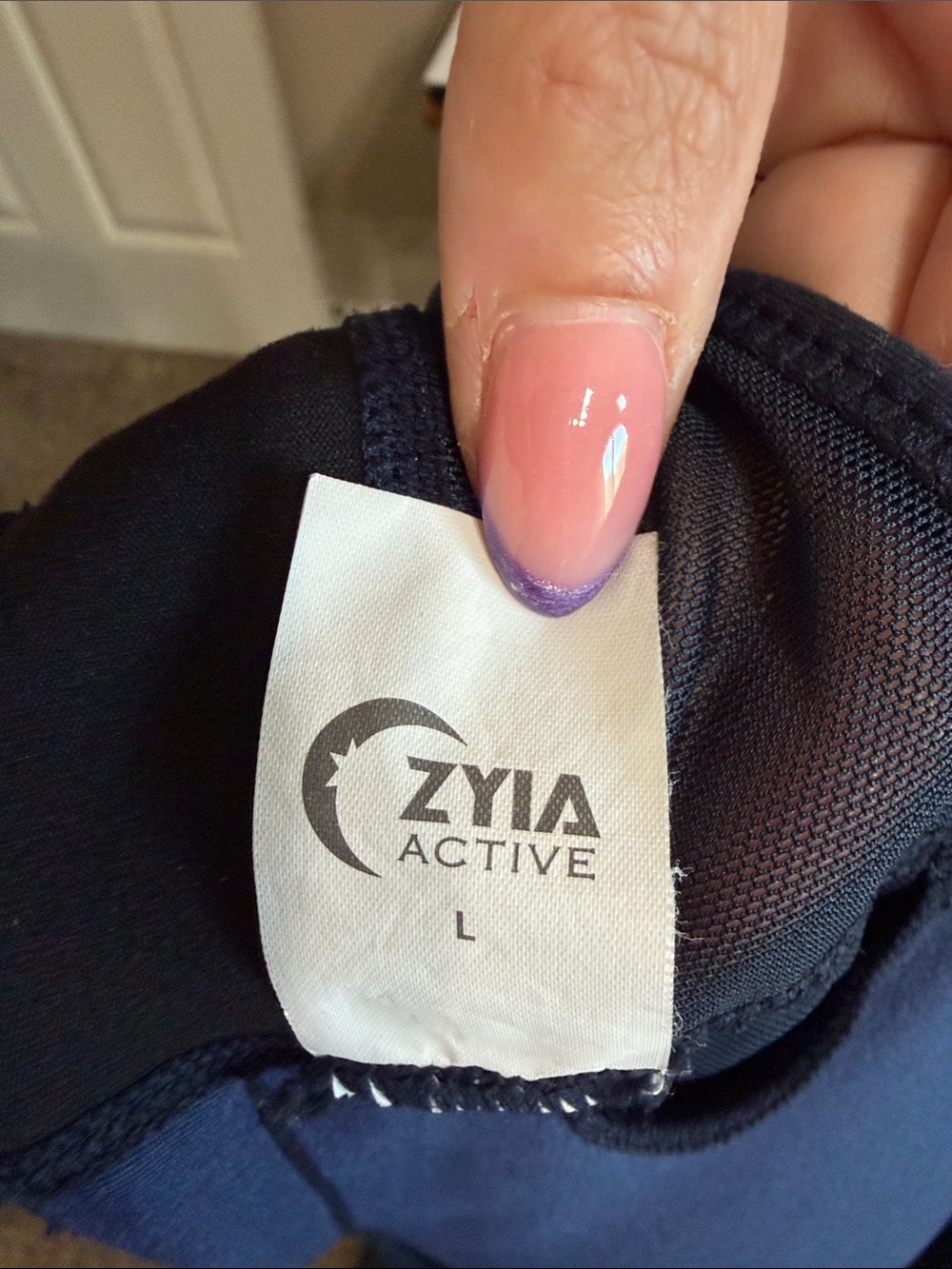 ZYIA Iridescent Navy High-Waist Leggings and PADDED sports bra set - Picture 4 of 6